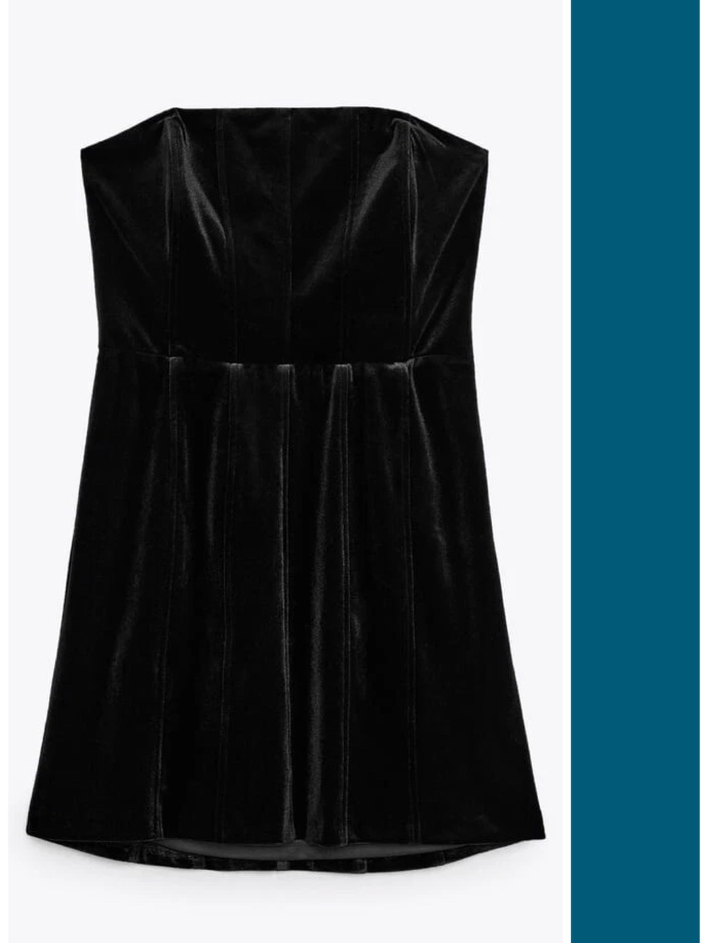 Zara Velvet Corset Style Strapless Mini Dress in Black M EUC Minimalist Chic
